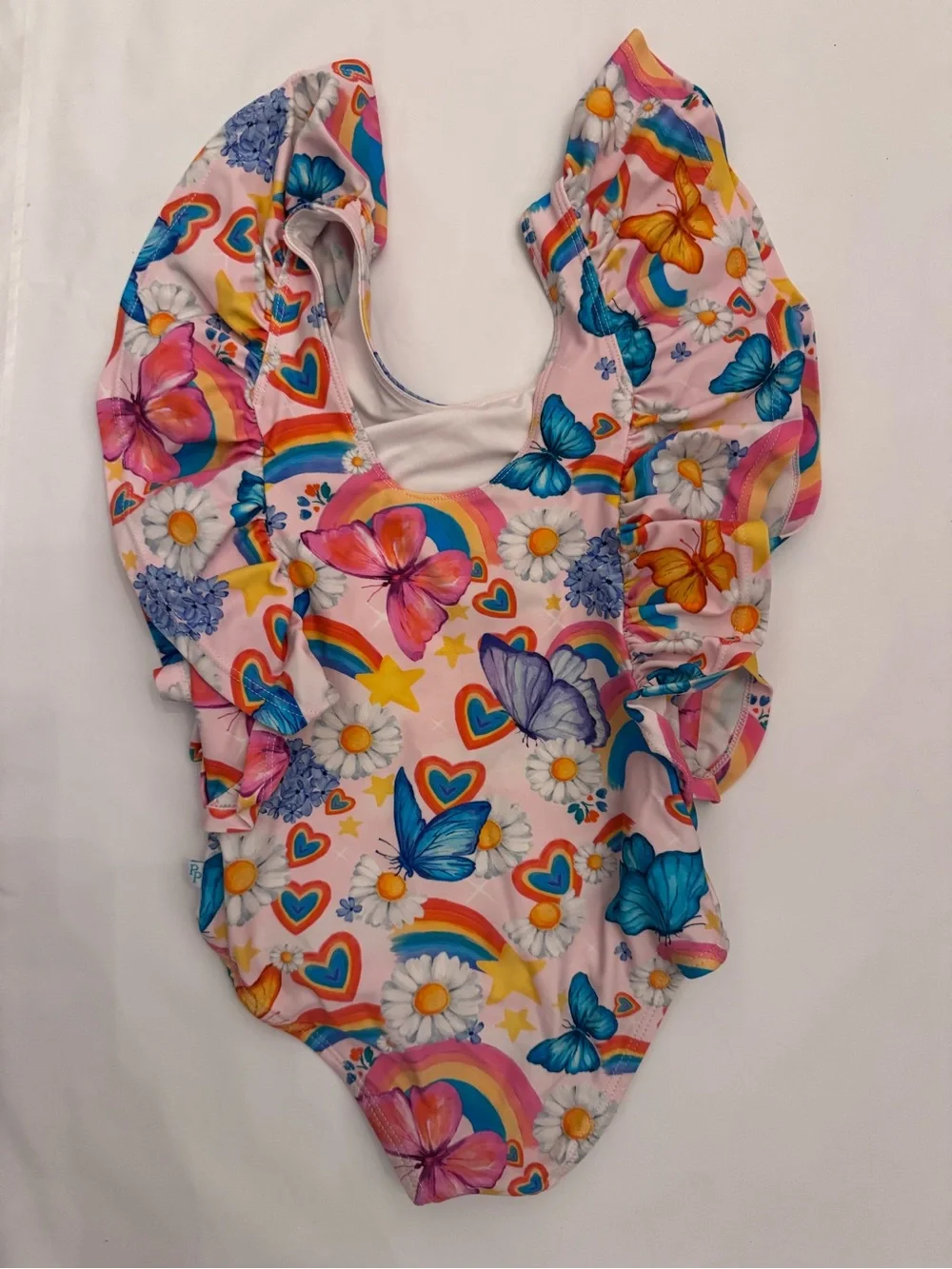 Posh Peanut Raina Swimsuit 5t Rainbow & Butterfly Ruffles